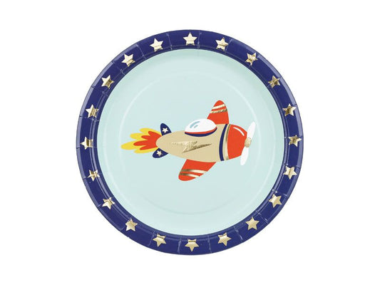 Airplane Paper plates - Little Raccoon Party Supplies