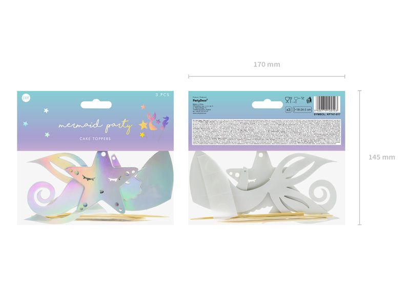 Cake toppers Mermaid, iridescent - Little Raccoon Party Supplies