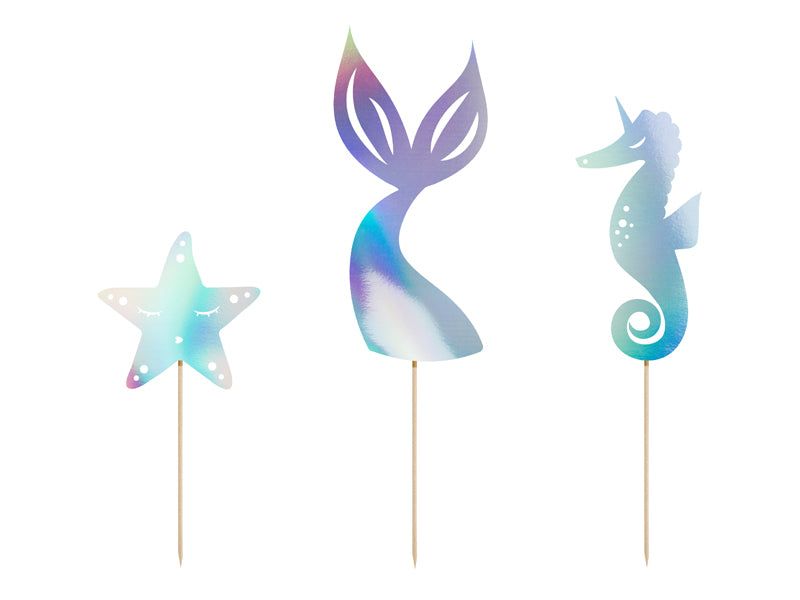 Cake toppers Mermaid, iridescent - Little Raccoon Party Supplies