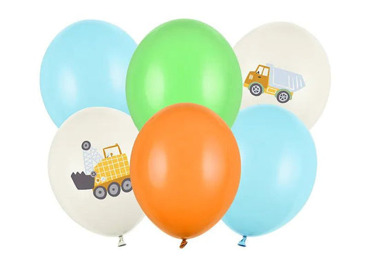 Construction vehicles Balloons Pkt of 6 - Little Raccoon Party Supplies