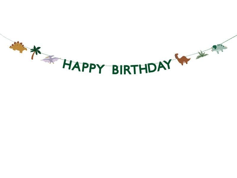 Dinosaur Happy Birthday Banner - Little Raccoon Party Supplies