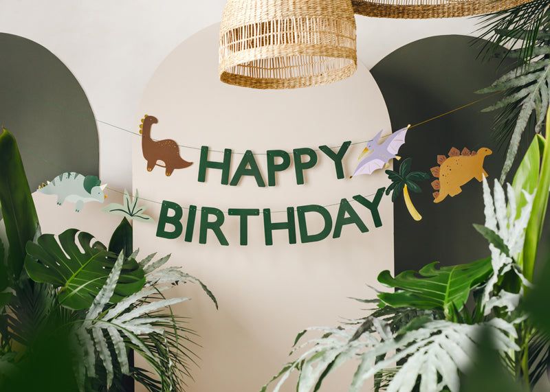 Dinosaur Happy Birthday Banner - Little Raccoon Party Supplies